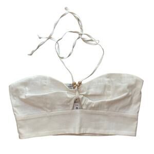 Bershka Crop Halter Summer Top White NWT Size L